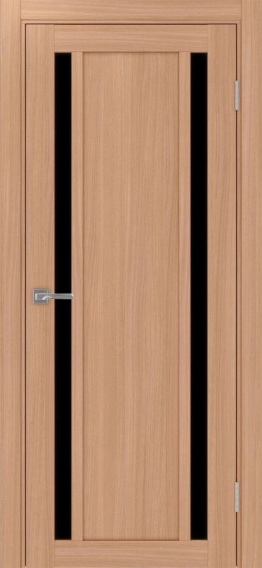 Дверь межкомнатная экошпон Турин 522.212 ясень тёмный остеклённая (лакобель чёрный)