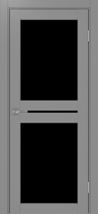 Дверь межкомнатная экошпон Турин 520.222 серый остеклённая (лакобель чёрный)
