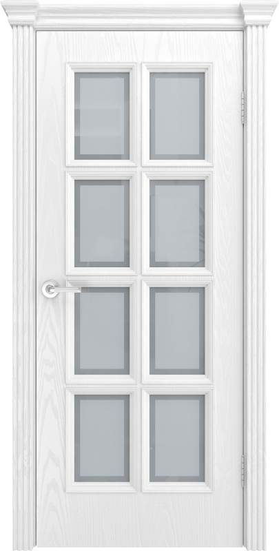Дверь межкомнатная шпонированная Фрейм-09 ясень белоснежный (сатинат с фацетом)