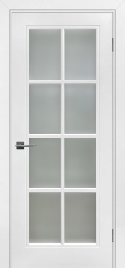 Дверь межкомнатная крашенная Риф-210 эмаль белая остеклённая (сатинат с решеткой)