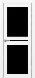 Дверь межкомнатная экошпон Турин 520.222 белый снежный остеклённая (лакобель чёрный)