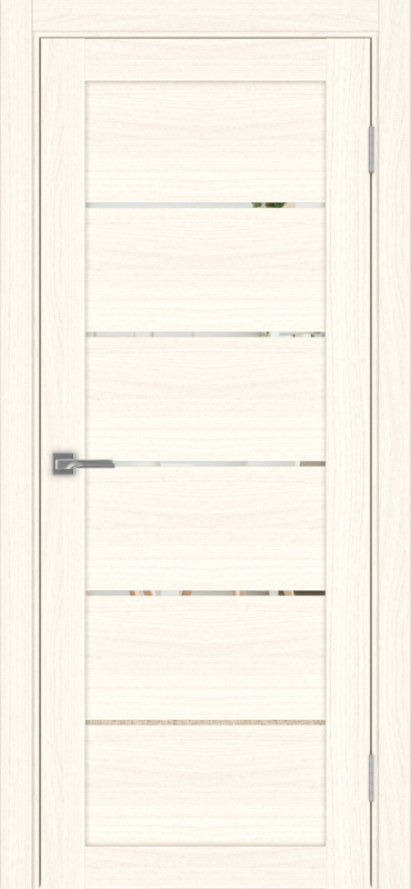 Дверь межкомнатная экошпон Турин 506.12 ясень светлый остеклённая (зеркало)