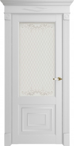 Дверь межкомнатная экошпон м.62002 серена белый остекление декоративное стекло с наливным витражом