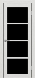Дверь межкомнатная экошпон Турин 540.2222 ясень серебристый остеклённая (лакобель чёрный)