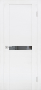 Дверь межкомнатная экошпон (soft touch) PST-3 бархат белый остеклённая (зеркало тон.)