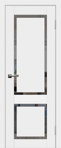 Дверь межкомнатная ПВХ RA-2 слим софт милк остекленная (зеркало графит)