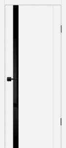 Дверь межкомнатная экошпон (полипропилен) PSC-10 белый остеклённая (лакобель чёрный)