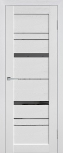 Дверь межкомнатная ПВХ LE-7 слим белый сс5005 остеклённая (зеркало графит)