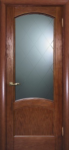 Дверь межкомнатная шпонированная Вайт-01 дуб (сатинат с гравировкой)