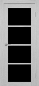 Дверь межкомнатная экошпон Турин 540.2222 серый дуб остеклённая (лакобель чёрный)