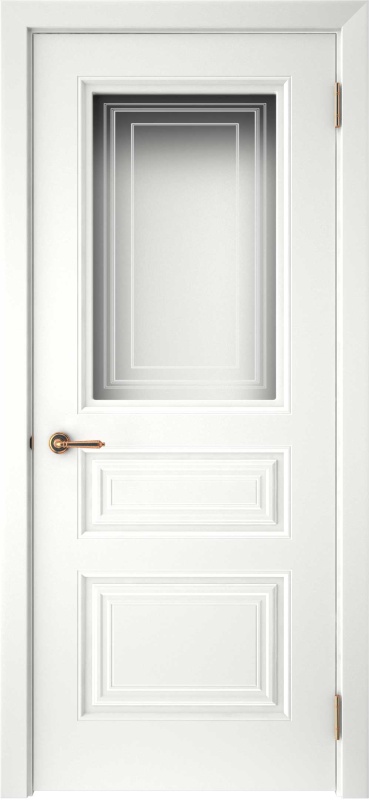 Дверь межкомнатная крашенная Смальта-44 эмаль белая остеклённая (сатинат с УФ печать)