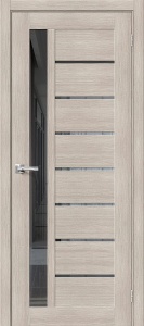 Дверь межкомнатная из экошпона «Браво-27» Cappuccino Melinga остекление Mirox Grey
