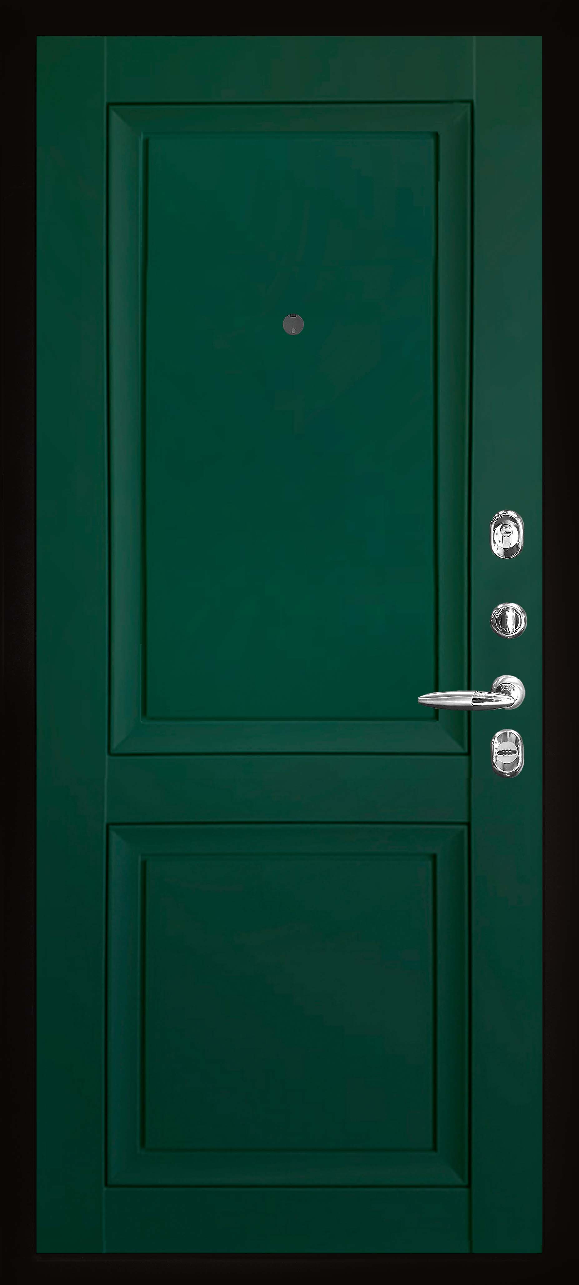 Входная металлическая дверь с терморазрывом Термо 3 антик медь / DECANTO ПДГ1 бархат зелёный