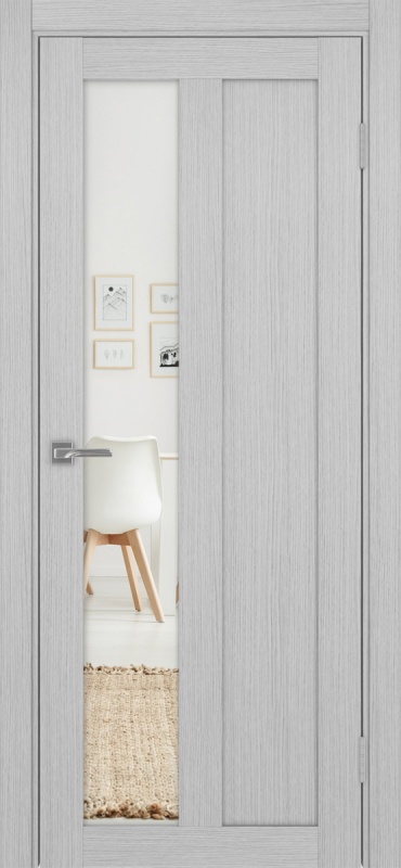 Дверь межкомнатная экошпон Турин 521.21 серый дуб остеклённая (зеркало)