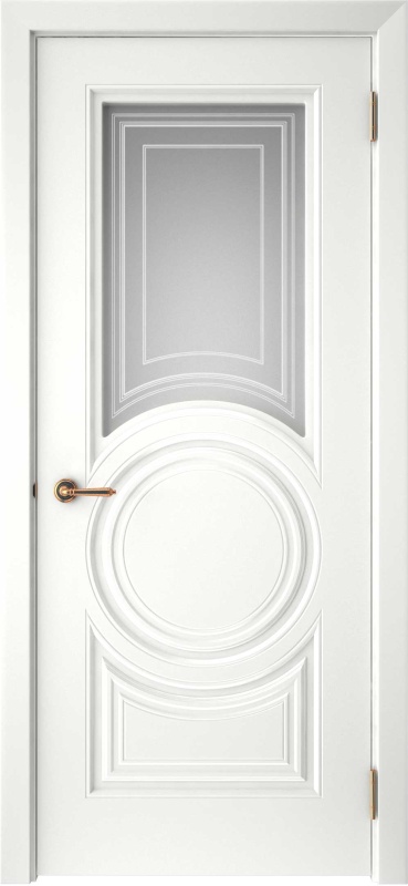 Дверь межкомнатная крашенная Смальта-45 эмаль белая остеклённая (сатинат с УФ печать)