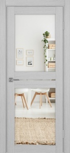 Дверь межкомнатная экошпон Турин 520.222 серый дуб остеклённая (зеркало)