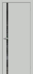 Дверь межкомнатная из эмалита «Браво-1.55.П» Grey Matt остеклённая (Mirox Grey)