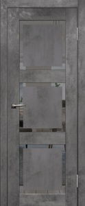 Дверь межкомнатная ПВХ RA-1 слим бетон темный остекленная (зеркало графит)