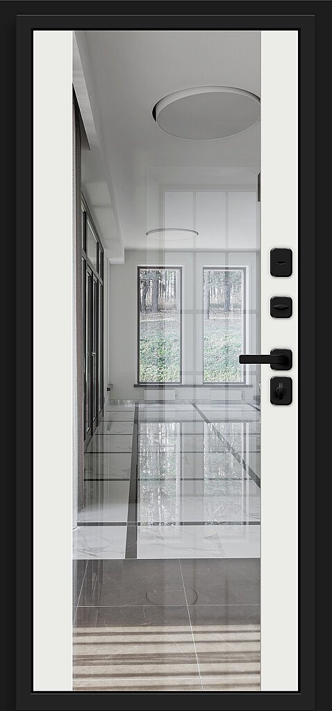 Входная металлическая дверь Лайнер-3 Total Black / Off-white