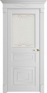 Дверь межкомнатная экошпон м.62001 серена белая остеклённая (стекло с наливным витражом)