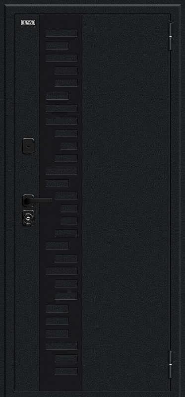 Входная металлическая дверь с терморазрывом Thermo Техно Д2/SBlack Букле черное / White Silk