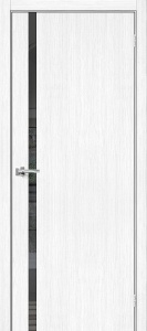 Дверь межкомнатная из экошпона «Браво-1.55» Snow Melinga остекление Mirox Grey
