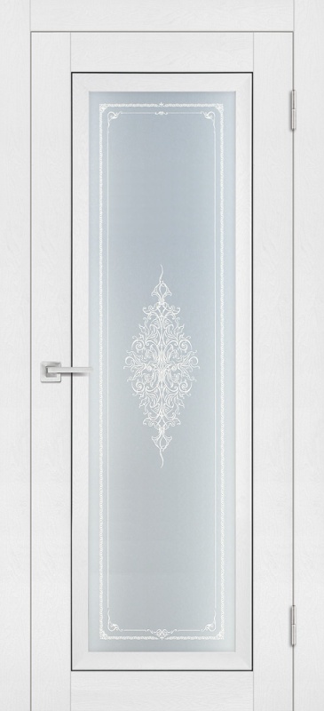 Дверь межкомнатная экошпон (soft touch) PST-25 белый ясень остеклённая (сатинат с рис.)