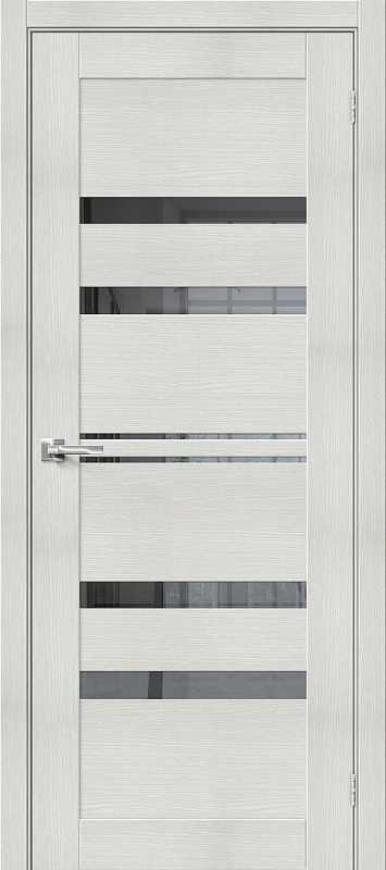 Дверь межкомнатная из экошпона «Браво-30» Bianco Veralinga остекление Mirox Grey