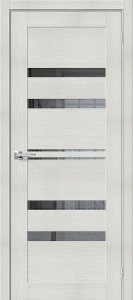 Дверь межкомнатная из экошпона «Браво-30» Bianco Veralinga остекление Mirox Grey