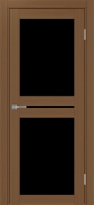 Дверь межкомнатная экошпон Турин 520.222 орех остеклённая (лакобель чёрный)