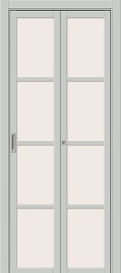 Дверь межкомнатная складная (книжка) из эмалита Твигги-11.3 Grey Matt остеклённая (Magic Fog)