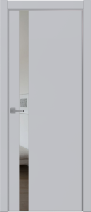 Дверь межкомнатная экошпон Тамбурат м.4104 манхэттен кромка хром остеклённая (зеркало серое) (врезка под магнитный механизм и 2 скрытые петли)
