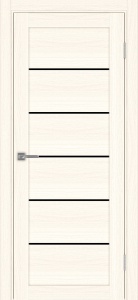 Дверь межкомнатная экошпон Турин 506.12 ясень светлый остеклённая (лакобель чёрный)