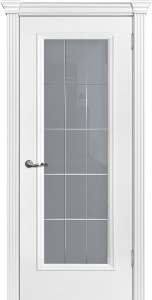 Дверь межкомнатная крашенная Смальта-01 эмаль белая RAL9003 остеклённая (сатинат алмазная гравировка)