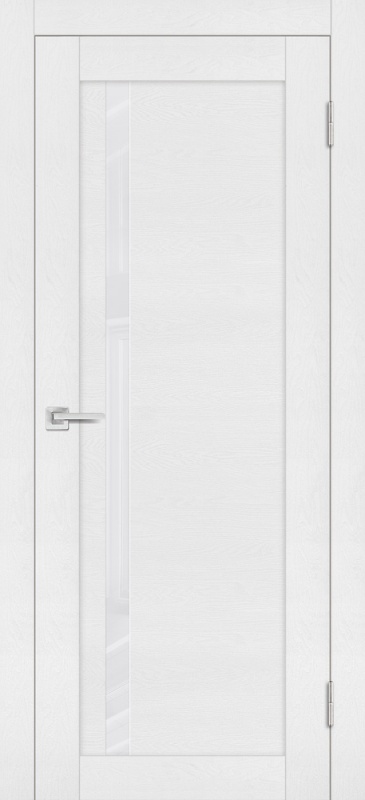 Дверь межкомнатная экошпон (soft touch) PST-8 белый ясень остеклённая (лакобель белоснежный)