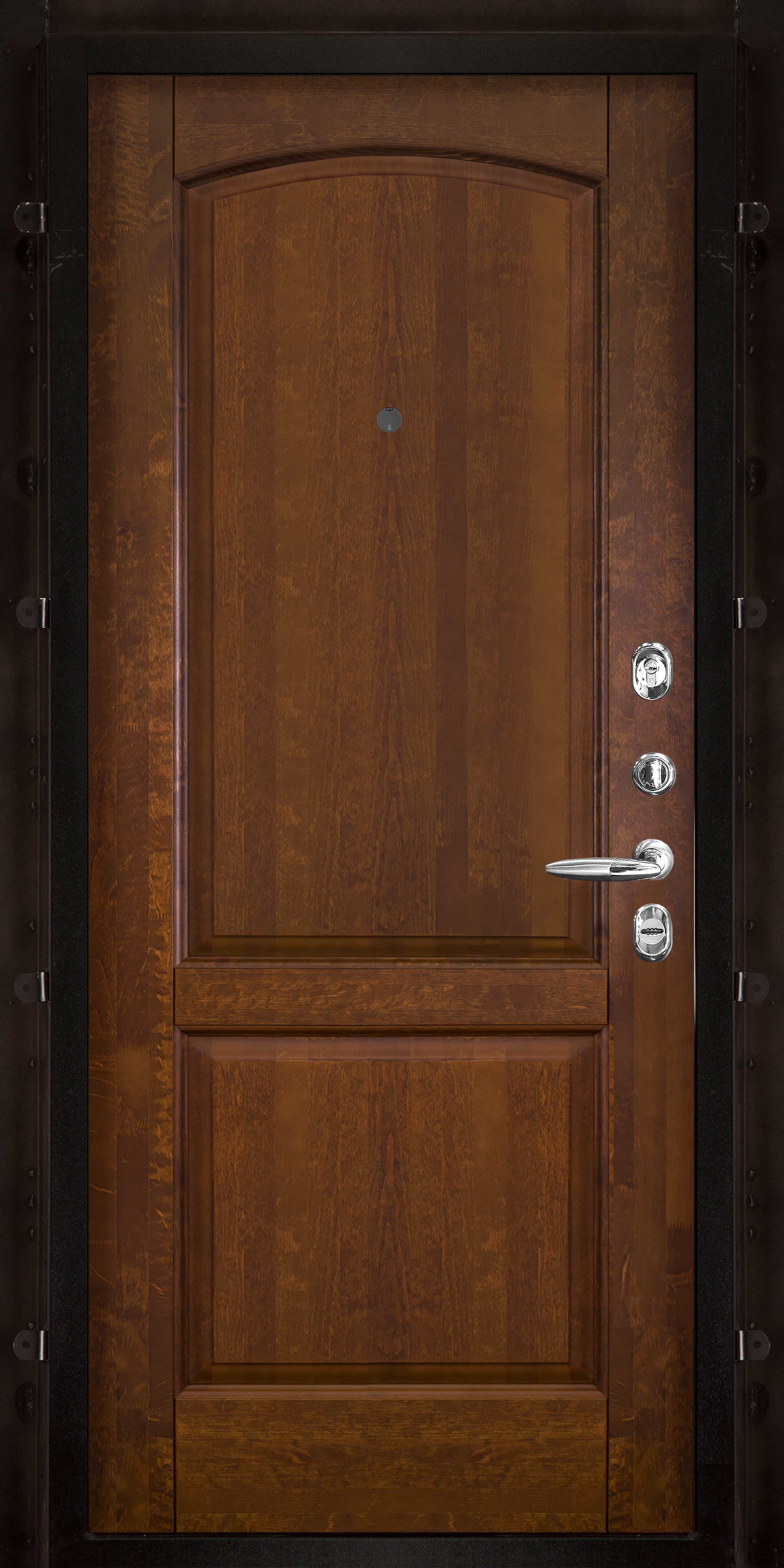 Входная металлическая дверь с терморазрывом Термо 3 антик медь / Фоборг массив ольхи античный орех