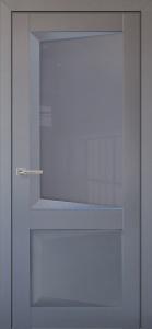 Дверь межкомнатная экошпон soft-touch Перфекто м.108 бархат серый остеклённая (лакобель серый)
