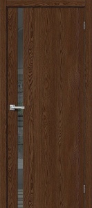 Дверь межкомнатная из экошпона «Браво-1.55» Brown Dreamline остекление Mirox Grey