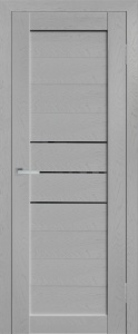 Дверь межкомнатная ПВХ LE-6 слим серый сс5011 остекленная (зеркало графит)