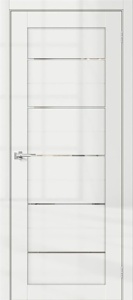Дверь межкомнатная экошпон Парма м.2199 белый глянец остеклённая (сатинат матовый)