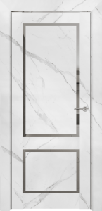 Дверь межкомнатная soft-touch (софт тач) NEO Loft ПДЗ-301 монте белый остекление зеркало серое