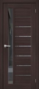 Дверь межкомнатная из экошпона «Браво-27» Wenge Melinga остекление Mirox Grey