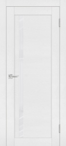 Дверь межкомнатная экошпон (soft touch) PST-8 белый ясень остекленная (лакобель белоснежный)